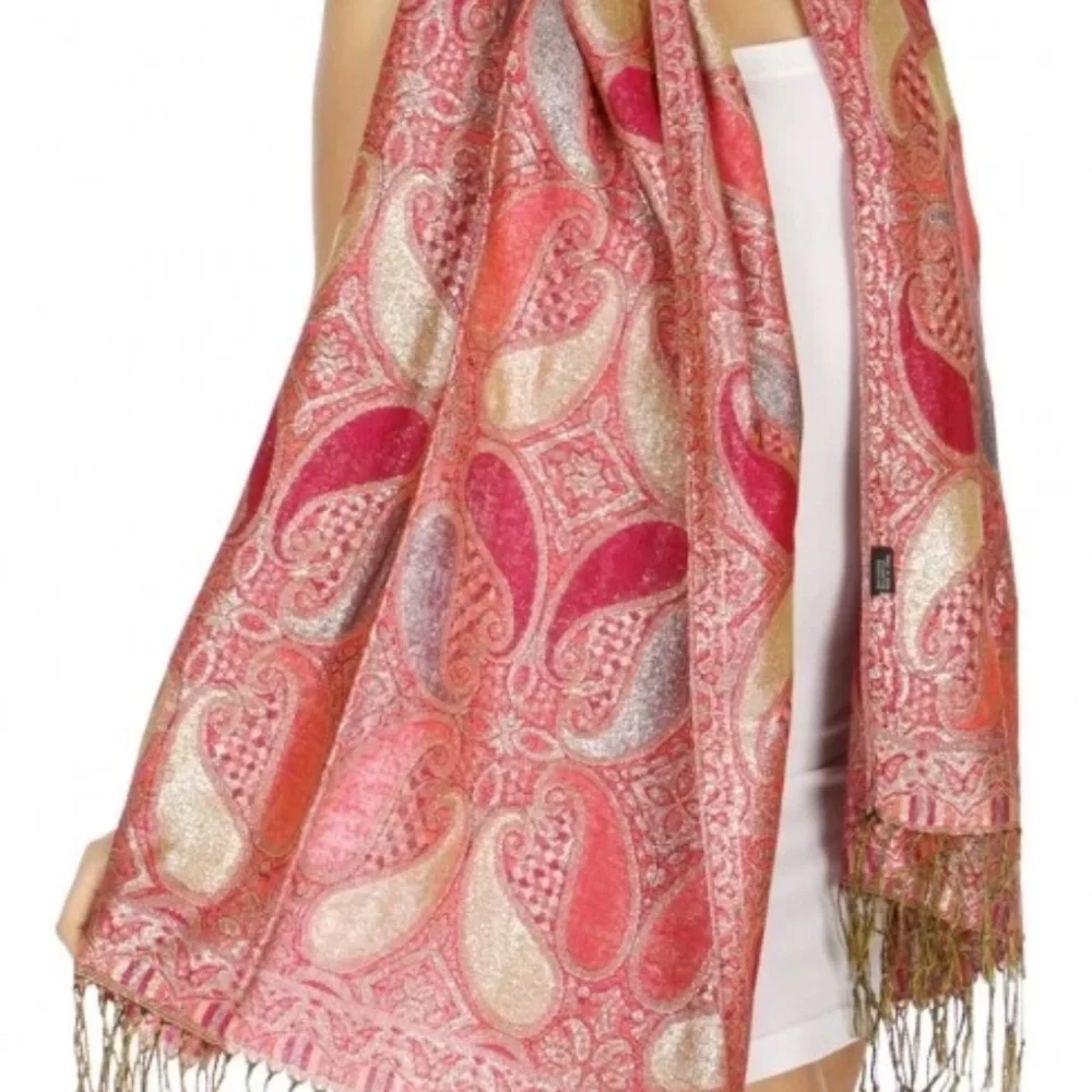 Pink Paisley Pattern Woven Scarf - Unbranded - Picture 7 of 8